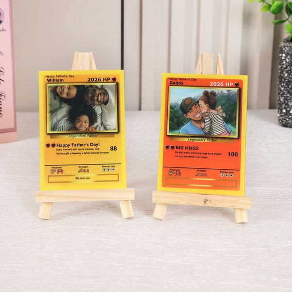 Personalized HP Photo Classic TCG Poke Card with Name Year and Text Anniversary Father's Day Gift for Dad
