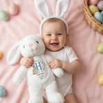 Personalisierte niedlichen Kranz Kaninchen Initial Plüsch Osterhase Plüschtier mit Namen und Jahr Ostern Geschenk für Neugeborene Kinder