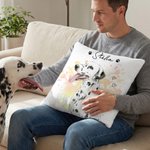 Taie d'oreiller personnalisée avec photo d'aquarelle de l'animal de compagnie, cœur et empreinte de patte, avec nom, adoption, anniversaire, cadeau d'anniversaire pour chat, chien et propriétaire d'an