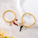 Personalized Lucky Horn Charm 3D Bubble Initial Birthstone Bracelet Birthday Gift for Italian Men Women