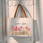 Personalised Birth Flower Canvas Tote Bag with Name and Handle Birthday Bridesmaid Gift for Women