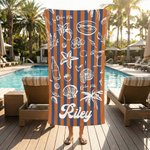 Personlig Multicolor Ocean Theme Stripe Överdimensionerad snabbtorkande strandhandduk med namn Strandresor Essentials Födelsedagspresent för familj Vän