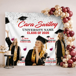 Personalised 1-6 Photos Multicolor Graduation Tapestry Banner with Name and Year Graduation Celebration Party Gift for Graduates Family Friends