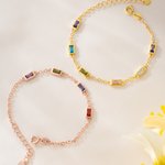 Personalizado 1-6 piedra de nacimiento de plata de ley pulsera de la familia delicada joyería de cumpleaños Día de San Valentín Día de la Madre de regalo para las mujeres