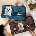 Gepersonaliseerde 3D Cartoon Hond Retro Hart PU Leren Hand Portemonnee met Naam en Rits Dagelijks Gebruik Verjaardag Moederdag Cadeau voor Huisdierbezitter Lover