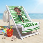 Personalized Leopard Print Cartoon Beach Character Quick Dry Oversized Beach Towel with Name Summer Vacation Birthday Gift for Women