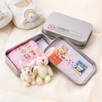 Personalized Cute Mom and Baby Plush Bunny Mini Pocket Tin Box with Colourful Name Comfort Toy Easter Birthday Gift for Kids