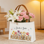 Personalised Birth Flower Canvas Tote Bag with Name and Handle Birthday Bridesmaid Gift for Women