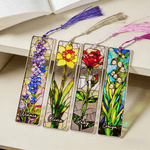Personalised Birth Flower Stained Glass Acrylic Bookmark with Name  Birthday Gift for Book Lovers