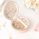 Personalized Gold-Edged Birth Flower PU Leather Jewelry Box with Name Portable Travel Accessories Birthday Anniversary Gift for Women Girls