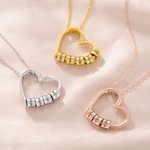 Personalized Circular Openable Hollow Family Heart Necklace with 1-5 Engraved Name Pendants Dainty Jewelry Anniversary Mother’s Day Gift for Women