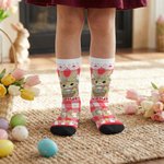 Personalized Cute Wreath Bunny Plaid Soft Kid Adult Mid-Calf Socks with Name Daily Wear Easter Gift for Kids Family