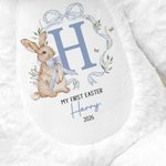 Personalisierte niedlichen Kranz Kaninchen Initial Plüsch Osterhase Plüschtier mit Namen und Jahr Ostern Geschenk für Neugeborene Kinder