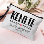 Personalised And So The Adventure Begins Makeup Bag with Name and Year Portable Travel Accessory Graduation Class of 2026 Gift for Her