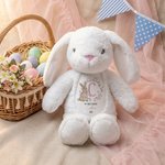 Personalisierte niedlichen Kranz Kaninchen Initial Plüsch Osterhase Plüschtier mit Namen und Jahr Ostern Geschenk für Neugeborene Kinder