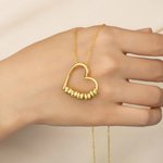 Personalized Circular Openable Hollow Family Heart Necklace with 1-5 Engraved Name Pendants Dainty Jewelry Anniversary Mother’s Day Gift for Women