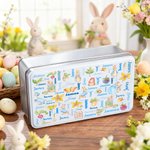 Personalized Cute Peter Rabbit Radish Word Cloud Biscuit Tin Storage Box with Name Daily Use Easter Gift for Boys Girls