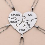 Personalized Exquisite Heart Puzzle Sterling Silver Necklace with Name 2-8 Pcs Birthday Anniversary Mother's Day Gift for Family Friends Couples