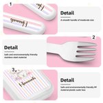 Personalized Cute Flower Animal Fork Spoon Knife 3 Pcs Cutlery Set with Name Back to School Easter Birthday Gift for Boys Girls