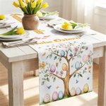 Personalisiertes Oster-Tischset inklusive Tischläufer und Platzsets mit Aquarell Osterhasen Namen und Wunschtext Tischdeko Ostern Geschenk für Familie