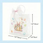 Borsa PVC trasparente personalizzata con nome, iniziale e fiocco, stampa a tema Pasqua - Regalo per bambini