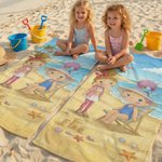 Personalizzato Beach Scenery Cartoon Girls Quick Dry Oversized Beach Towel con nome Travel Essentials Birthday Gift for Besties Sisters Friends