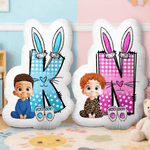 Personalized Cute Kid Cartoon Character Initial Shaped Throw Pillow Home Decor Birthday Gift for Boys Girls