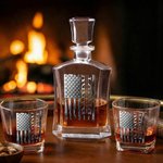 Personalized Vintage American Flag Whiskey Decanter with 1-6 Names Father's Day Birthday Gift for Liquor Lovers Men