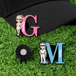 Personalized Cartoon Golf Character Golf Ball Marker with Magnetic Hat Clip and Name Birthday Game Day Gift for Golf Players Lovers