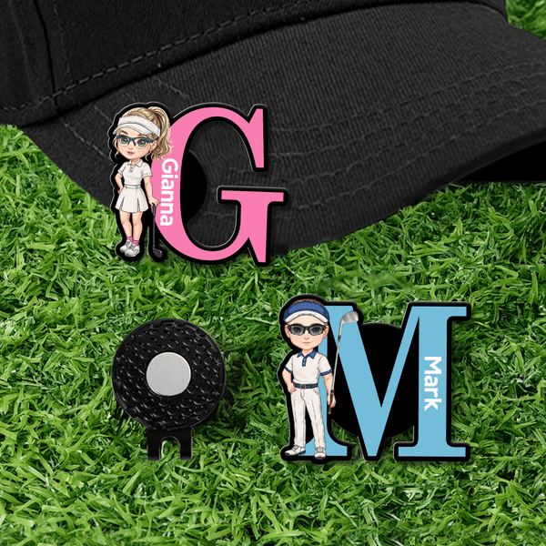 Personalized Cartoon Golf Character Golf Ball Marker with Magnetic Hat Clip and Name Birthday Game Day Gift for Golf Players Lovers