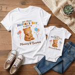 Personalised Cute Animals 100% Cotton Baby Bodysuit T-shirt Matching Outfit with Names First Mother's Day Gift for Newborn New Mom