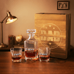 Carafe à whisky personnalisée pour la fête des pères avec photos de famille, coffret en bois et noms Cadeau d'anniversaire de fête des pères pour papa