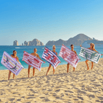 Personalized Marine Life Pattern Stripe Quick Dry Oversized Microfiber Beach Towel with Name Travel Essentials Beach Party Birthday Gift for Friends