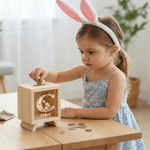 Tirelire en bois personnalisée Lapin de Pâques Tirelire avec nom Epargne quotidienne Cadeau de Pâques pour Garçons Filles