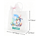 Personalized Cute Easter Bunny Clear Gift Bag with Name and Initial Easter Party Favors Gift for Kid