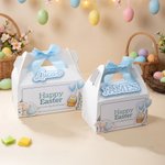 Ballon de baudruche personnalisé avec nom Boîte de Pâques avec nœud en papier Cadeau de fête pour les enfants Garçons Filles