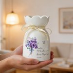 Personalized Exquisite Birth Flower Butterfly Ceramic Vase with Name Text Date Mother's Day Birthday Gift for Mom Grandma Female Friend