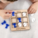 Personalised Cute Easter Bunny Dinosaur Egg Wooden Tic Tac Toe Board with Name Basket Filling Party Game Easter Gift for Kids
