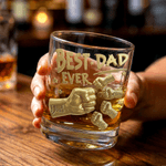 Personalized Best Dad Ever Fist 10 oz Rock Whiskey Glass with Names Old Fashioned Father's Day Birthday Gift for Man Whiskey Lover
