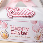 Ballon de baudruche personnalisé avec nom Boîte de Pâques avec nœud en papier Cadeau de fête pour les enfants Garçons Filles