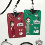 Personalizzato personaggio dei cartoni animati Porta badge in pelle PU con nome e professione Infermiere Giorno di apprezzamento regalo per il personale medico infermieristico
