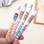 Personalized Cute Simple Line Nurse Draw Multicolor Retractable Glitter Ballpoint Pen with Name Appreciation Birthday Gift for Medical Staff