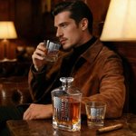 Personalized Vintage American Flag Whiskey Decanter with 1-6 Names Father's Day Birthday Gift for Liquor Lovers Men
