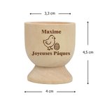 Coquetier en bois personnalisé avec nom et design de lapin gravés - Cadeau de Pâques pour les enfants et la famille