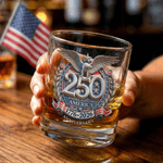 Personalized 250th Anniversary Whiskey Glass 10oz with Name Daily Use Father's Day Gift for Fathers Bartenders