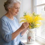 Personalized Exquisite Birth Flower Butterfly Ceramic Vase with Name Text Date Mother's Day Birthday Gift for Mom Grandma Female Friend