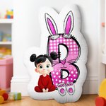 Personalized Cute Kid Cartoon Character Initial Shaped Throw Pillow Home Decor Birthday Gift for Boys Girls