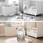 Personalized Forest Animal Laundry Basket with Name and Handle Home Decor Daily Use Birthday Gift for Kids