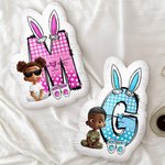 Personalized Cute Kid Cartoon Character Initial Shaped Throw Pillow Home Decor Birthday Gift for Boys Girls