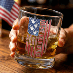 Personalized Flag Pattern Kid Name 10 oz Rock Whiskey Glass Old Fashioned Birthday Gift for Man Bartender Whiskey Enthusiast